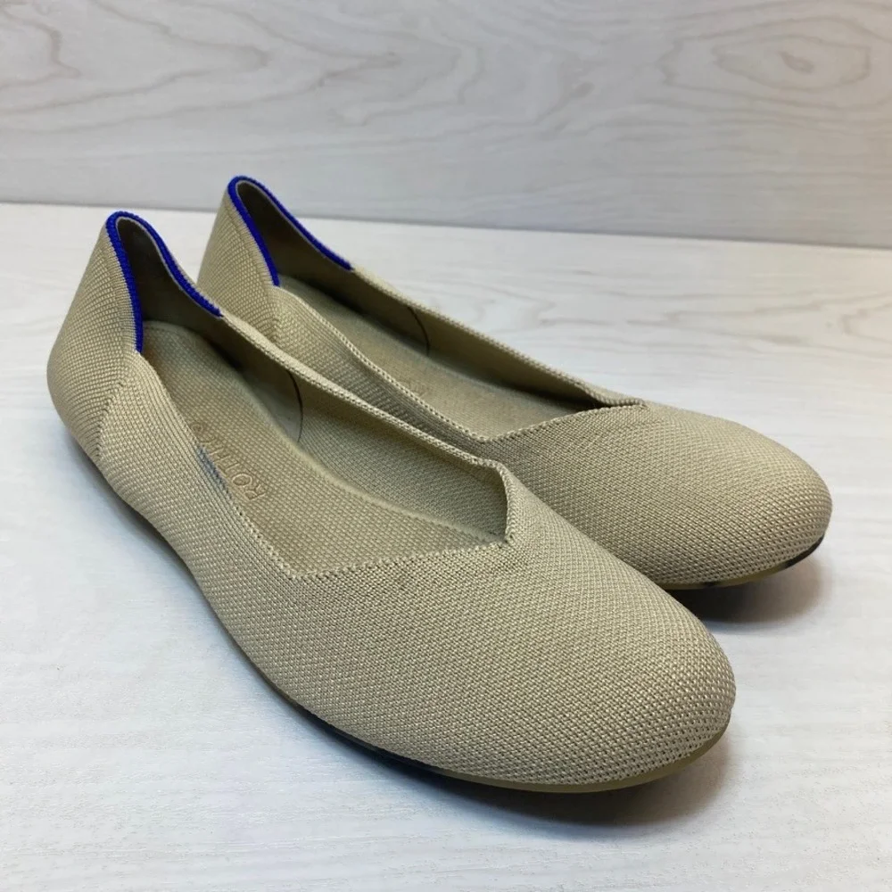 Rothy's Womens 9.5 The Point Flats Sustainable Knit Sand Tan Beige Shoes